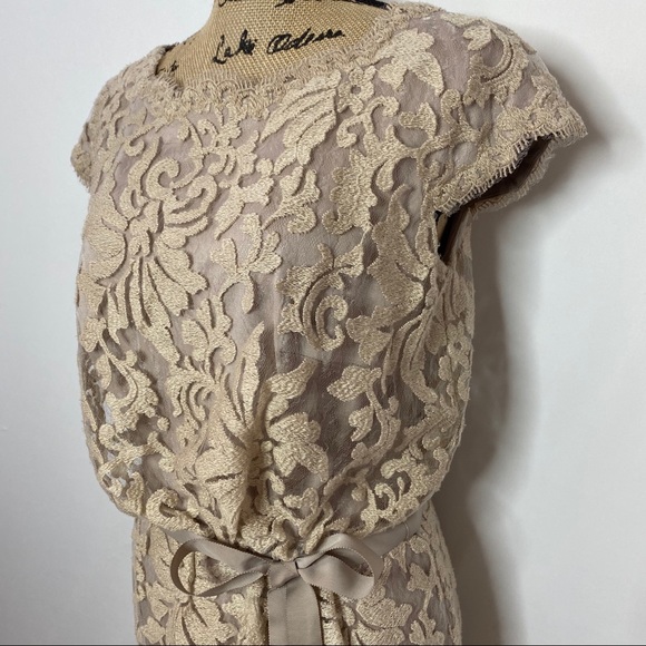 Tadashi Shoji Beige Floral Lace Dress - Picture 2 of 7